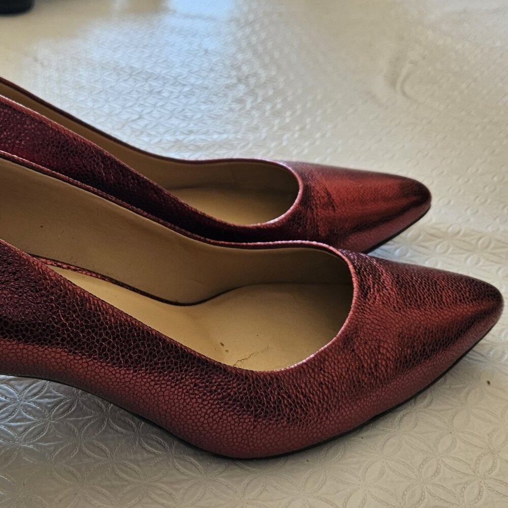 "Ruby Slippers" = Naturalizer red metallic leather pumps
